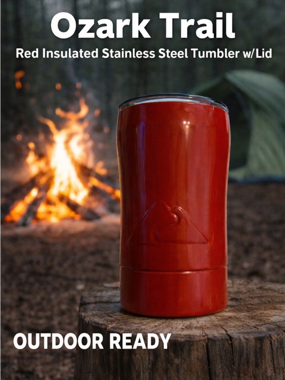 Ozark Trail Red Stainless Steel Tumbler with Lid